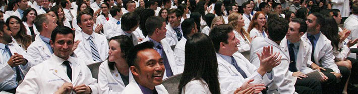 The Class of 2019 is welcomed at the UC Irvine School of Medicine's White Coat Ceremony in August 2015.