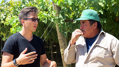 PRIME-LC student interviews a farmworker in the Central Valley.