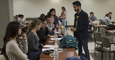 UC Irvine School of Medicine students and staff meet with visitors during Diversity Week 2017.